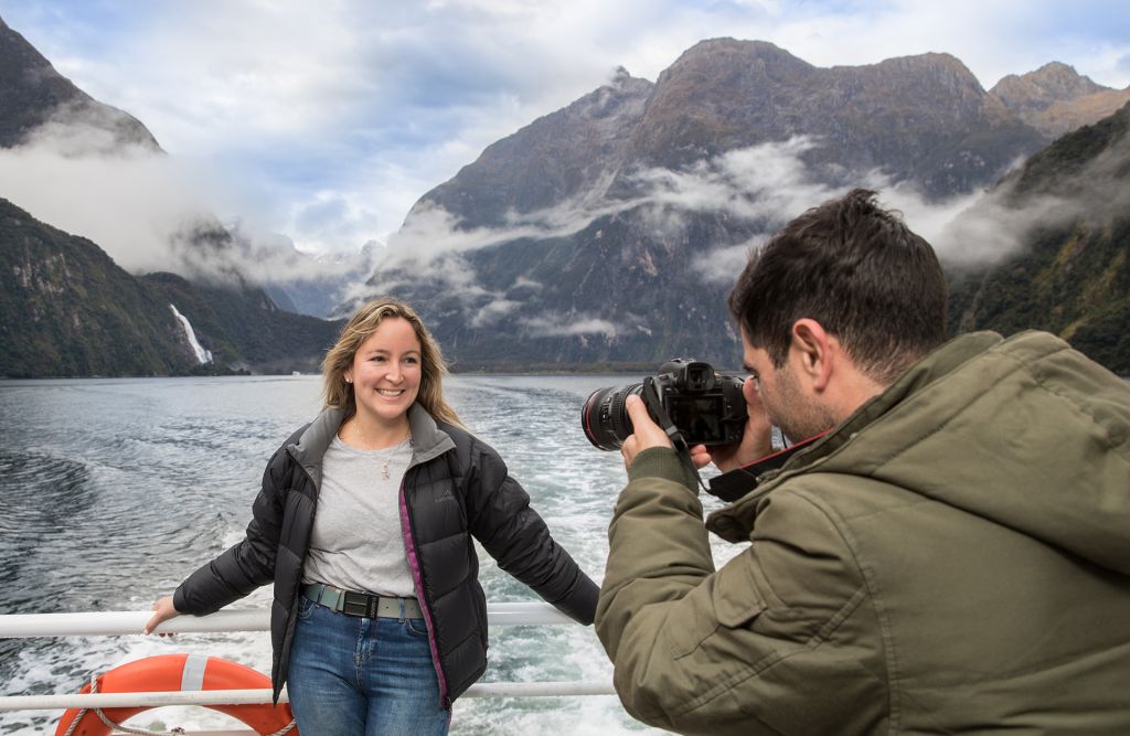 Visiting Milford Sound in Autumn Cruise on the fiord